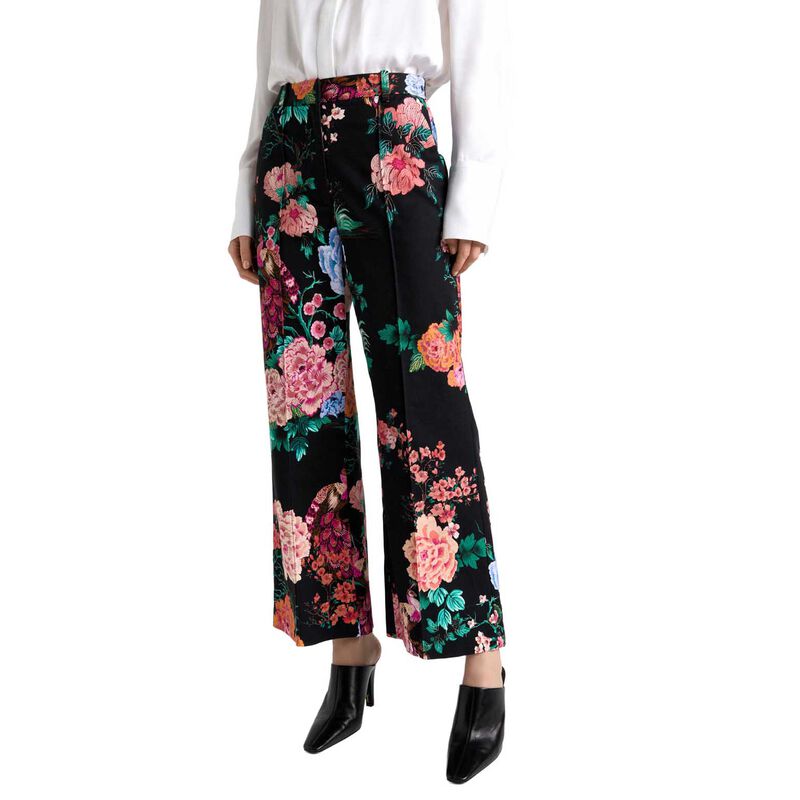 Cue Black Peacock Garden Faille Wide Leg Pant image number 0